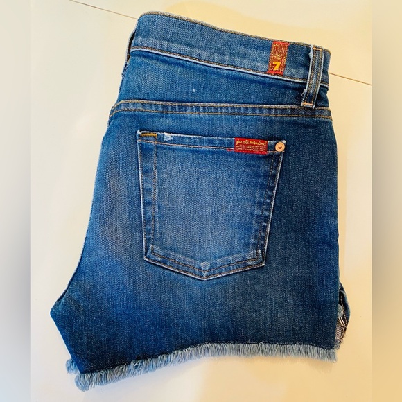 7 FOR ALL MANKIND Desert Oasis Denim Womens High Rise Cut Off Frayed Edges Short - Picture 4 of 15